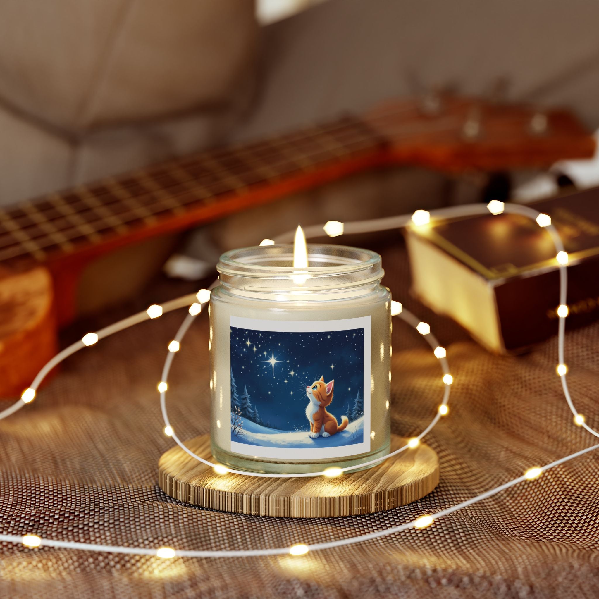 Scented Candle - Starry Night Kitten Design