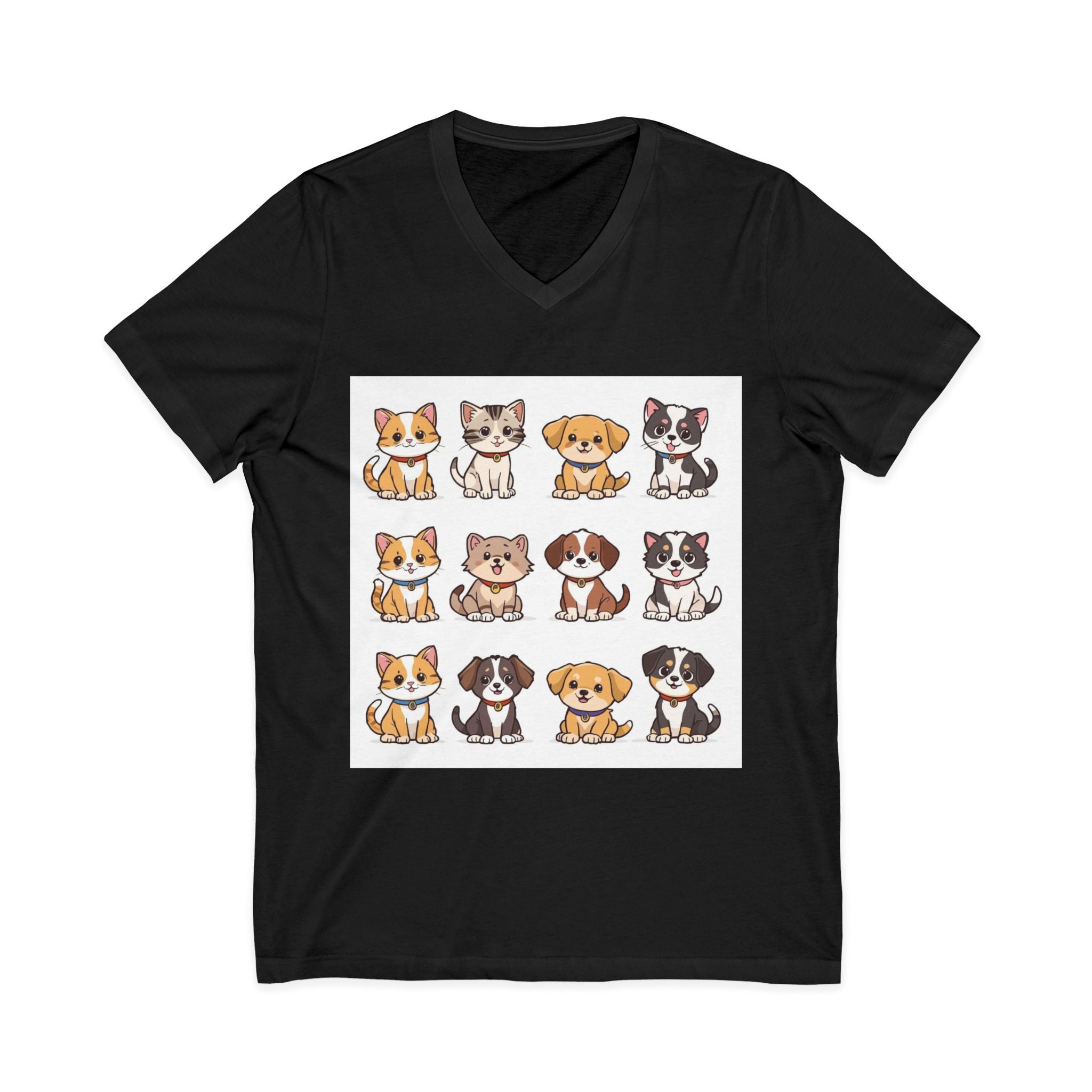 Pet Lover V-Neck Tee - Cute Kittens and Puppies T-shirt