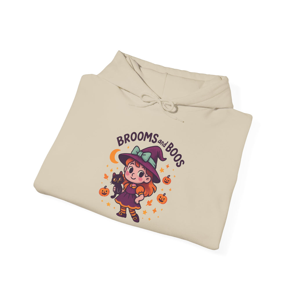 Hooded Sweatshirt Cute Halloween Witch with Cat