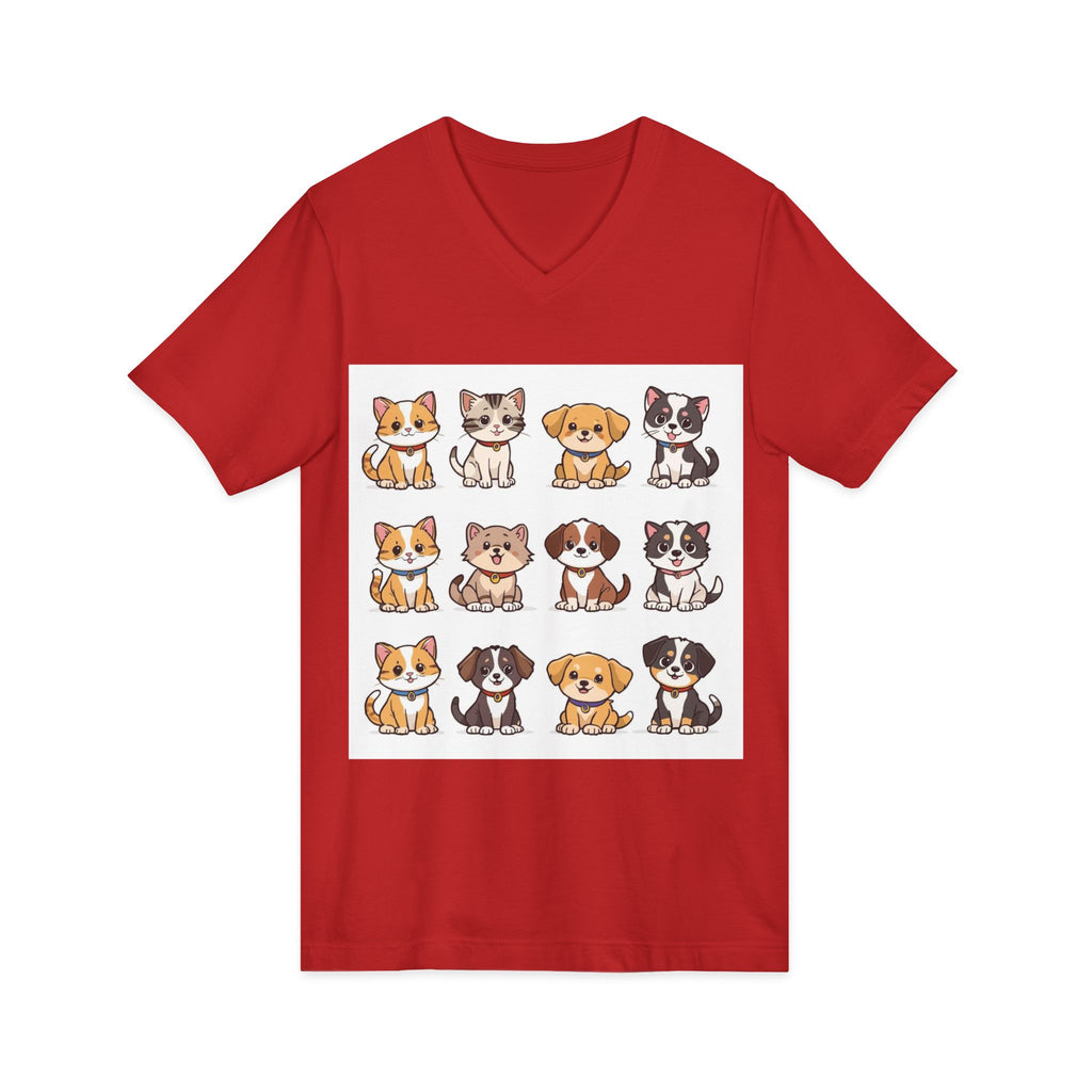 Pet Lover V-Neck Tee - Cute Kittens and Puppies T-shirt