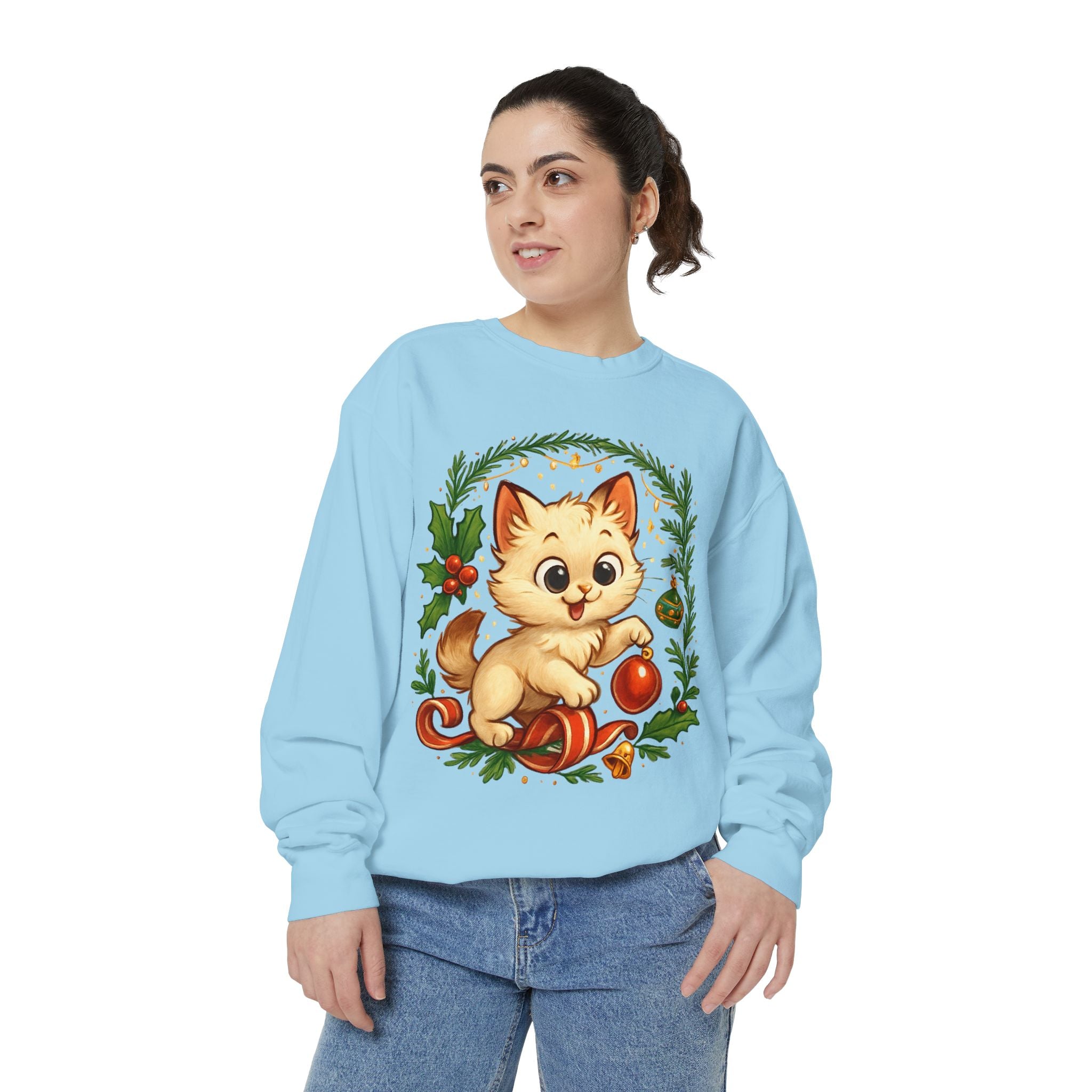 Adorable Cat, Christmas -Sweatshirt