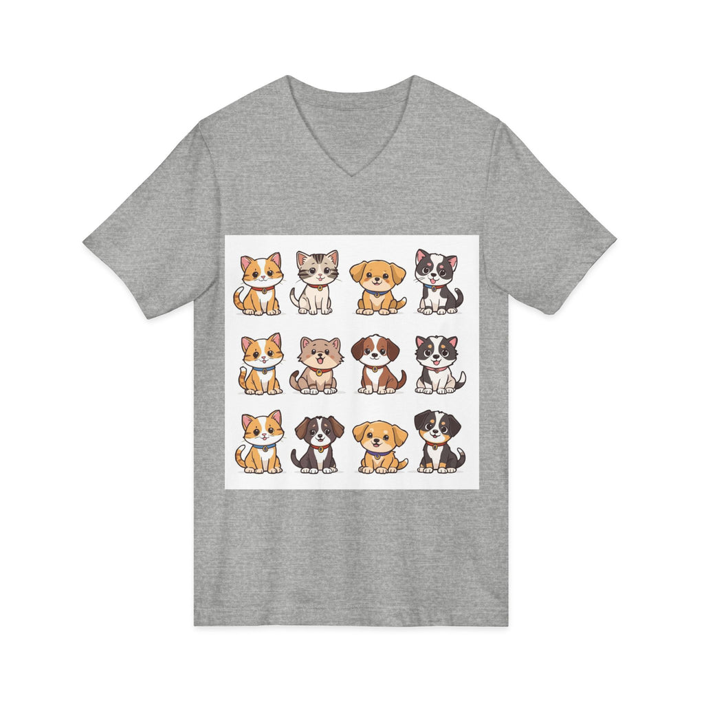 Pet Lover V-Neck Tee - Cute Kittens and Puppies T-shirt