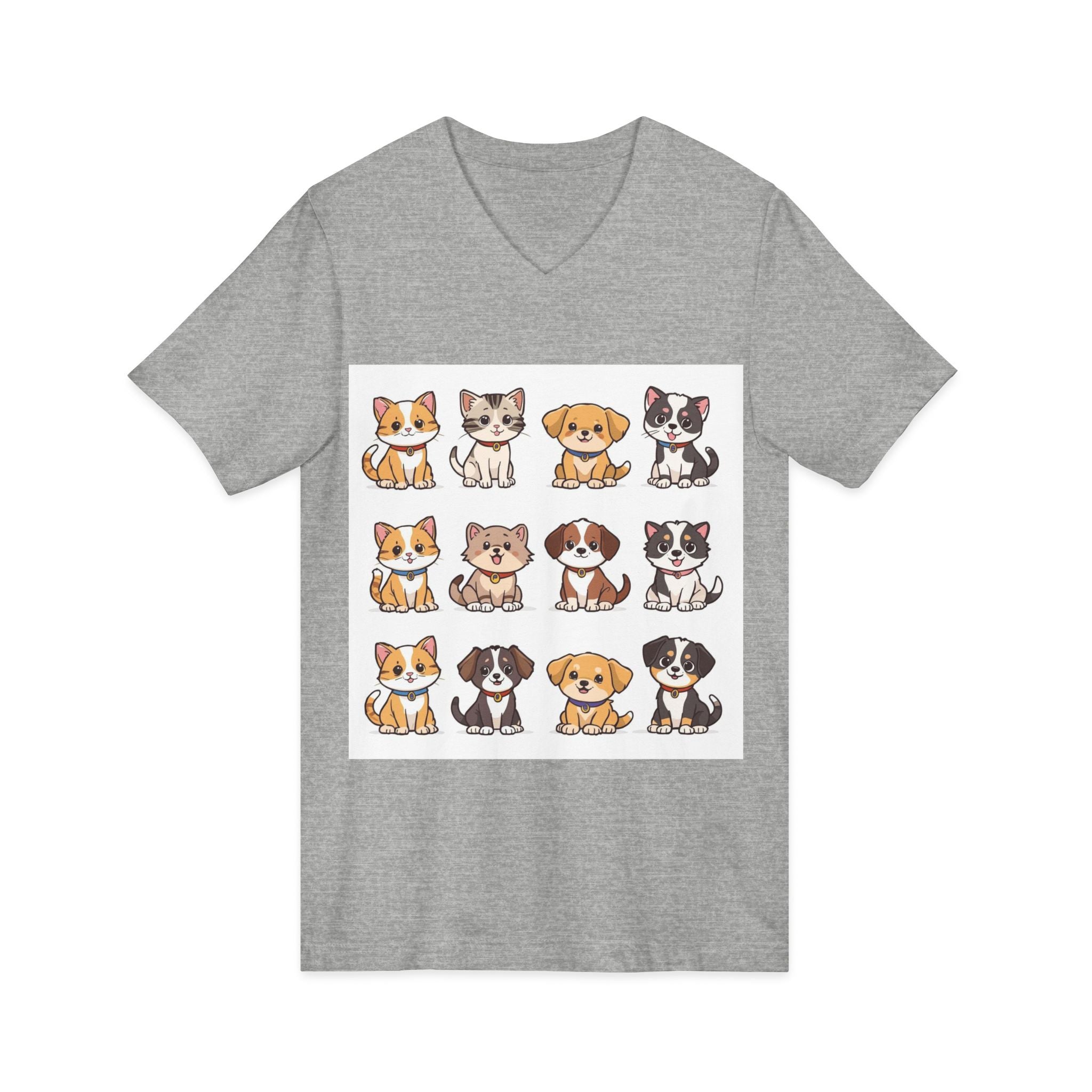 Pet Lover V-Neck Tee - Cute Kittens and Puppies T-shirt