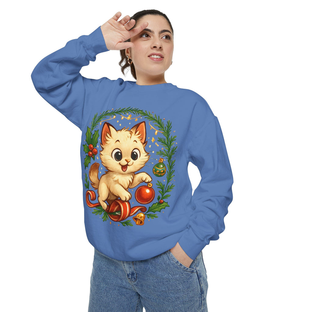 Adorable Cat, Christmas -Sweatshirt