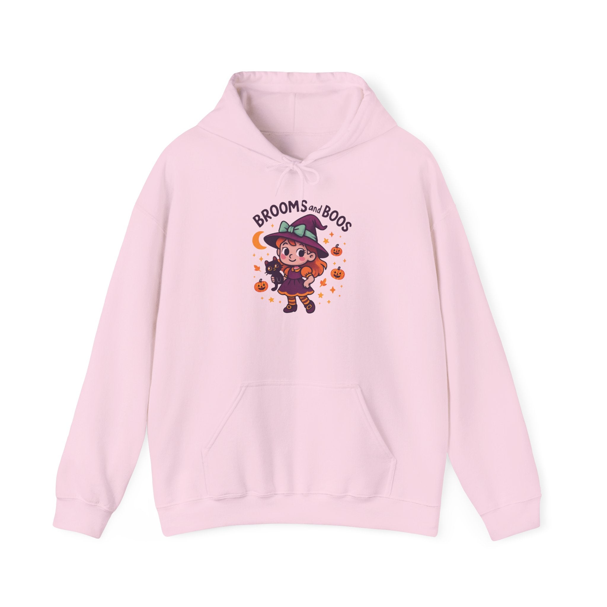 Hooded Sweatshirt Cute Halloween Witch with Cat