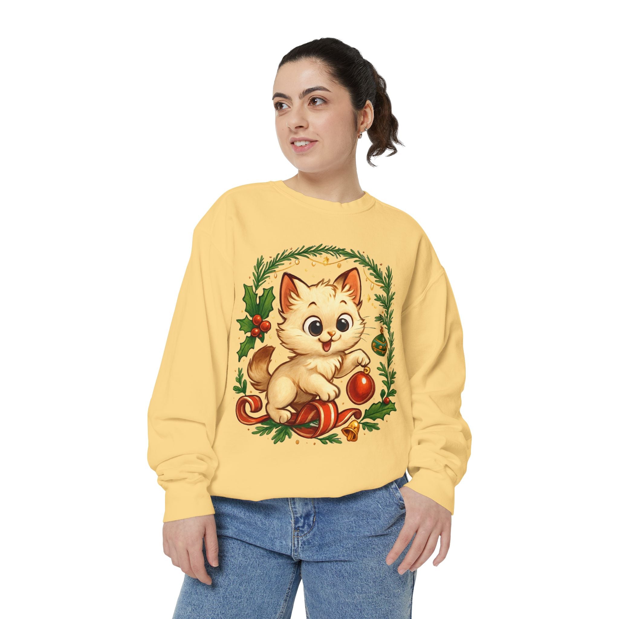 Adorable Cat, Christmas -Sweatshirt