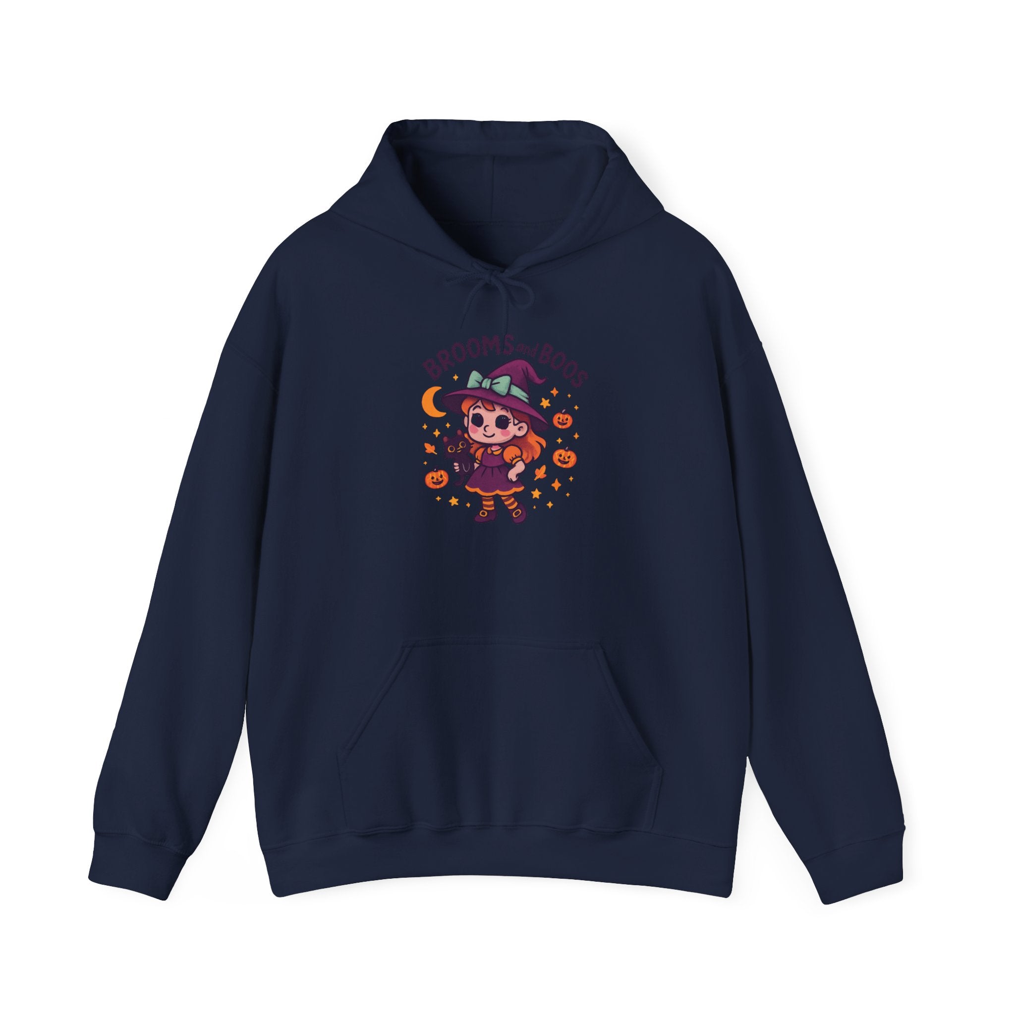 Hooded Sweatshirt Cute Halloween Witch with Cat