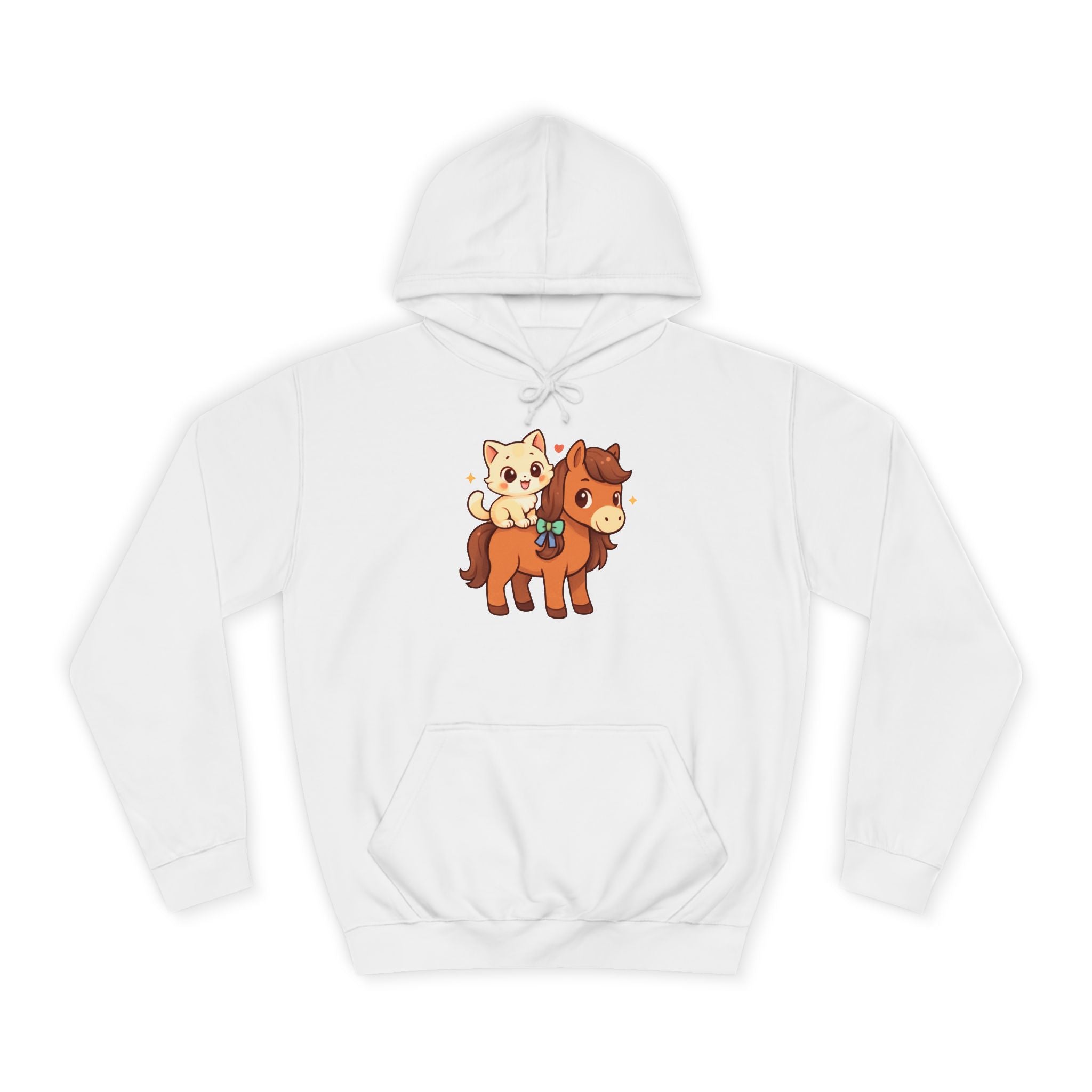 Animal Print Hoodie - Cute Kitten and Horse Design
