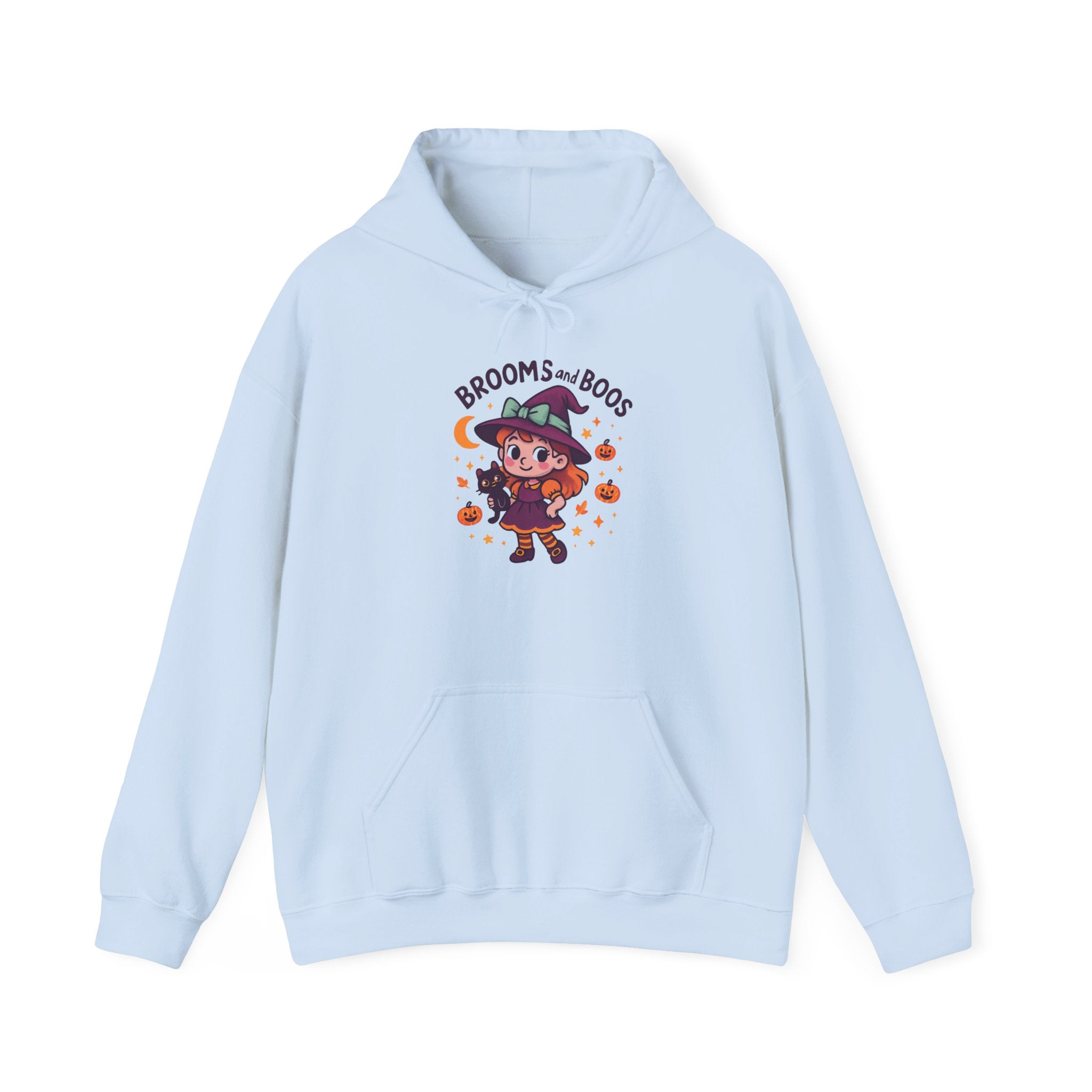 Hooded Sweatshirt Cute Halloween Witch with Cat