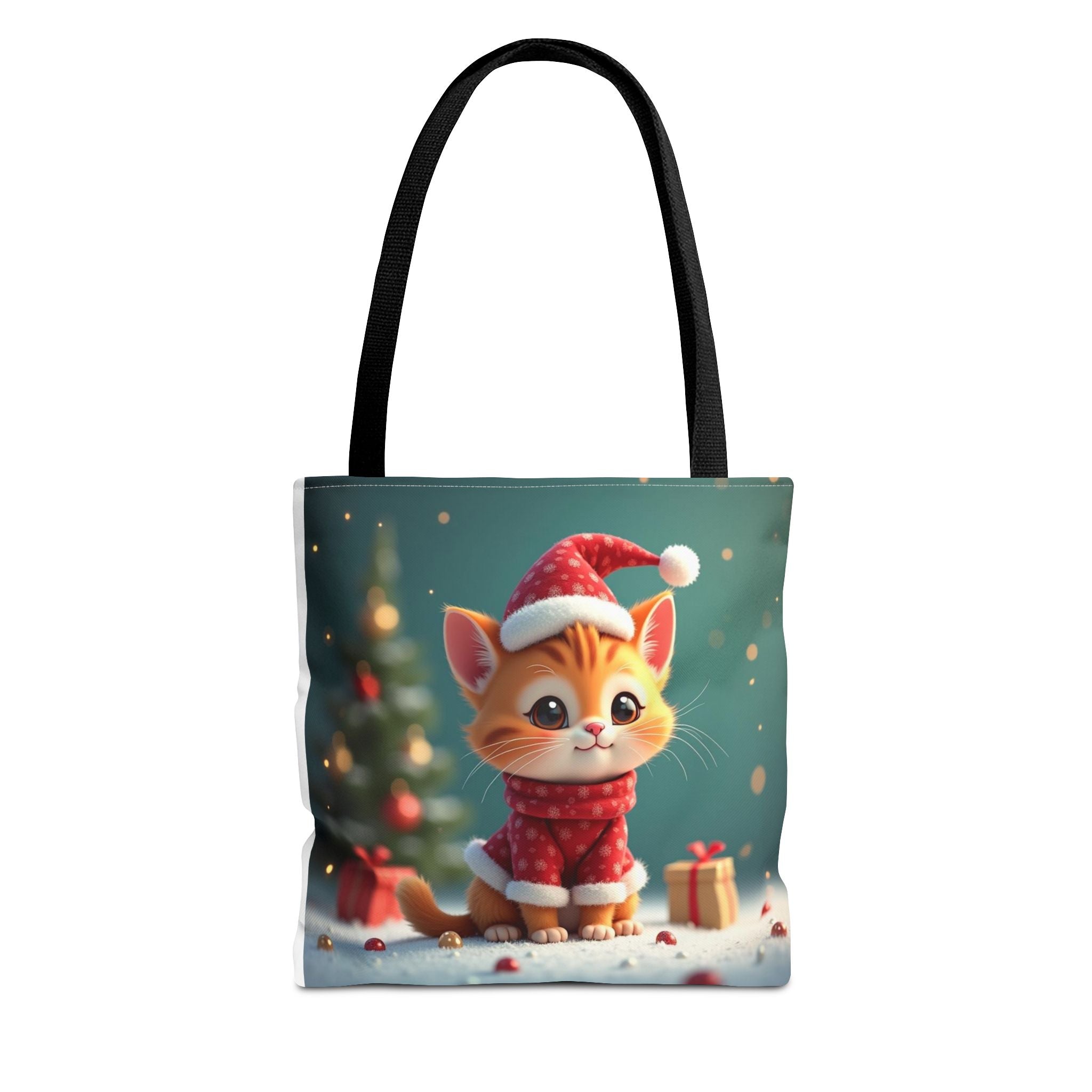 Christmas Tote Bag - Adorable Kitten and Snowman Design
