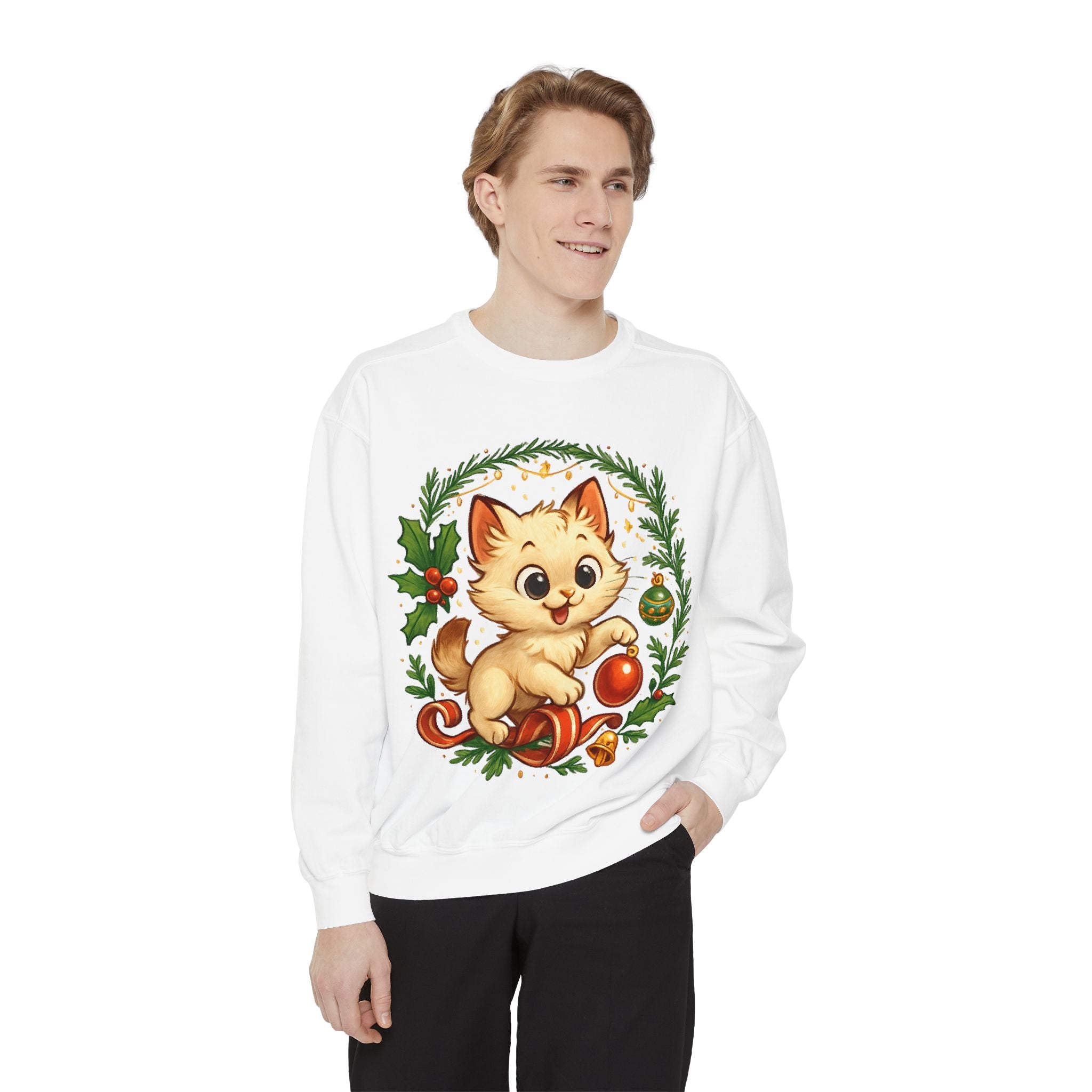 Adorable Cat, Christmas -Sweatshirt