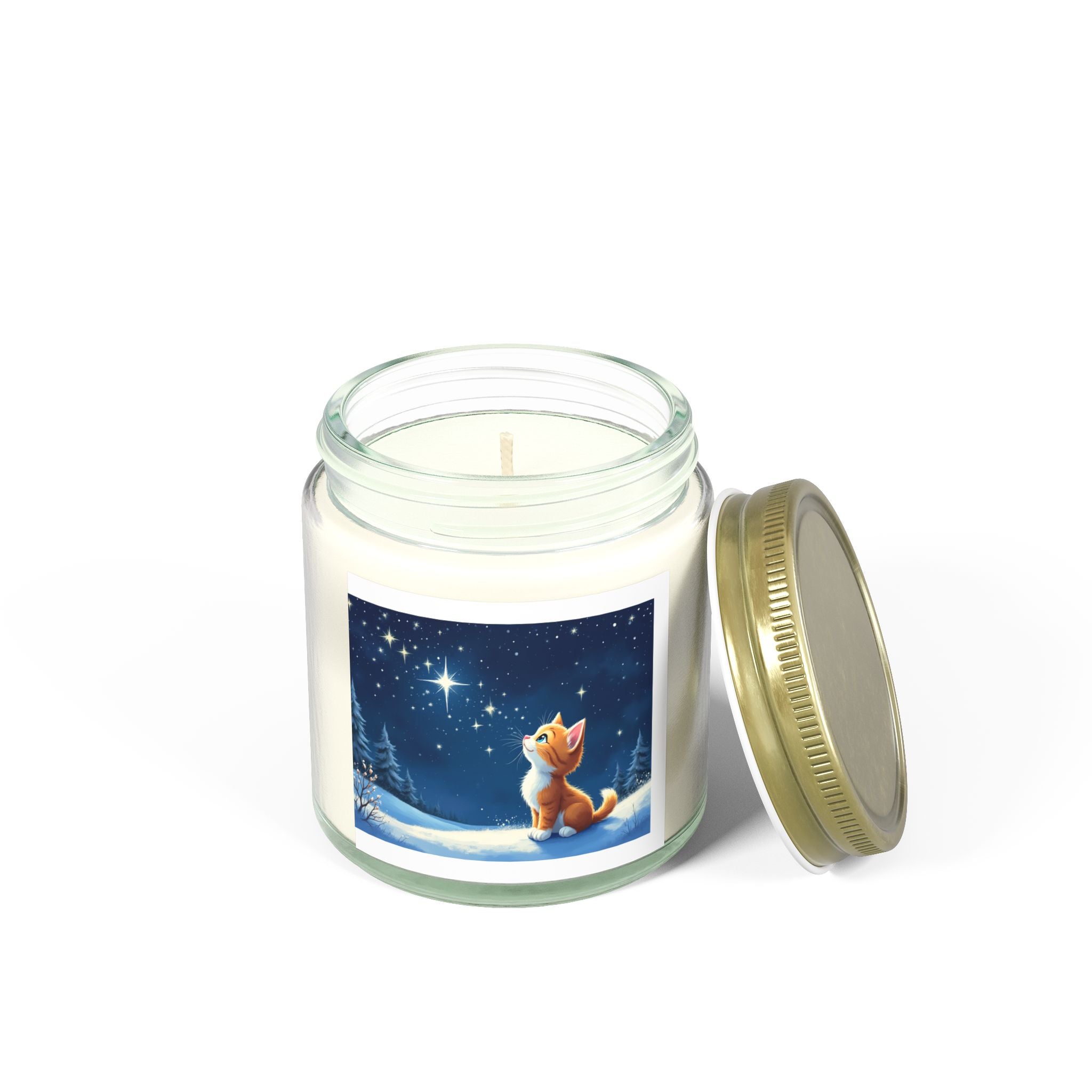 Scented Candle - Starry Night Kitten Design