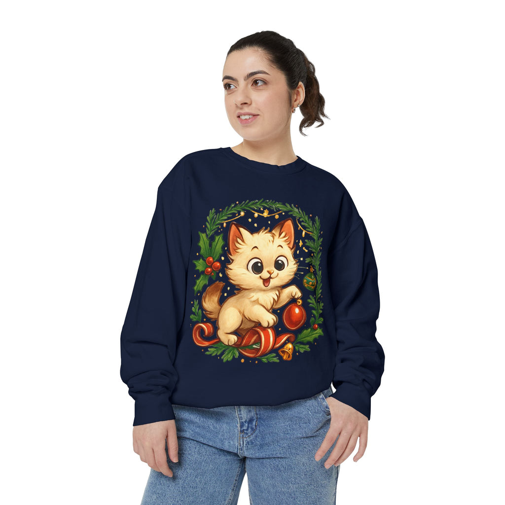 Adorable Cat, Christmas -Sweatshirt