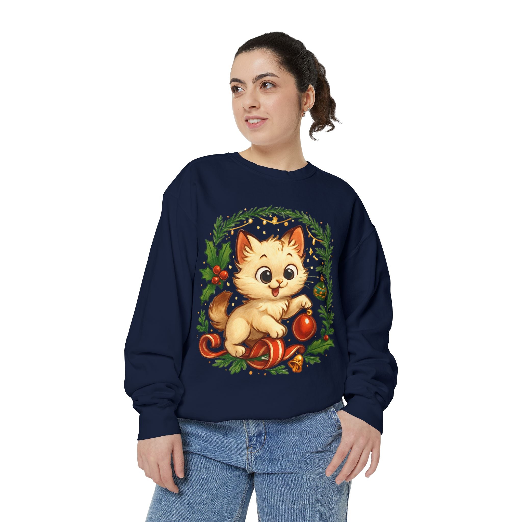 Adorable Cat, Christmas -Sweatshirt