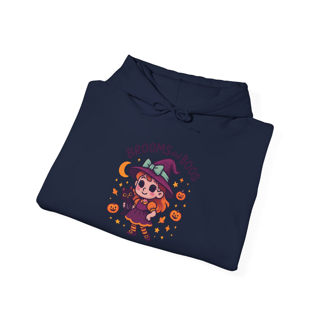 Hooded Sweatshirt Cute Halloween Witch with Cat
