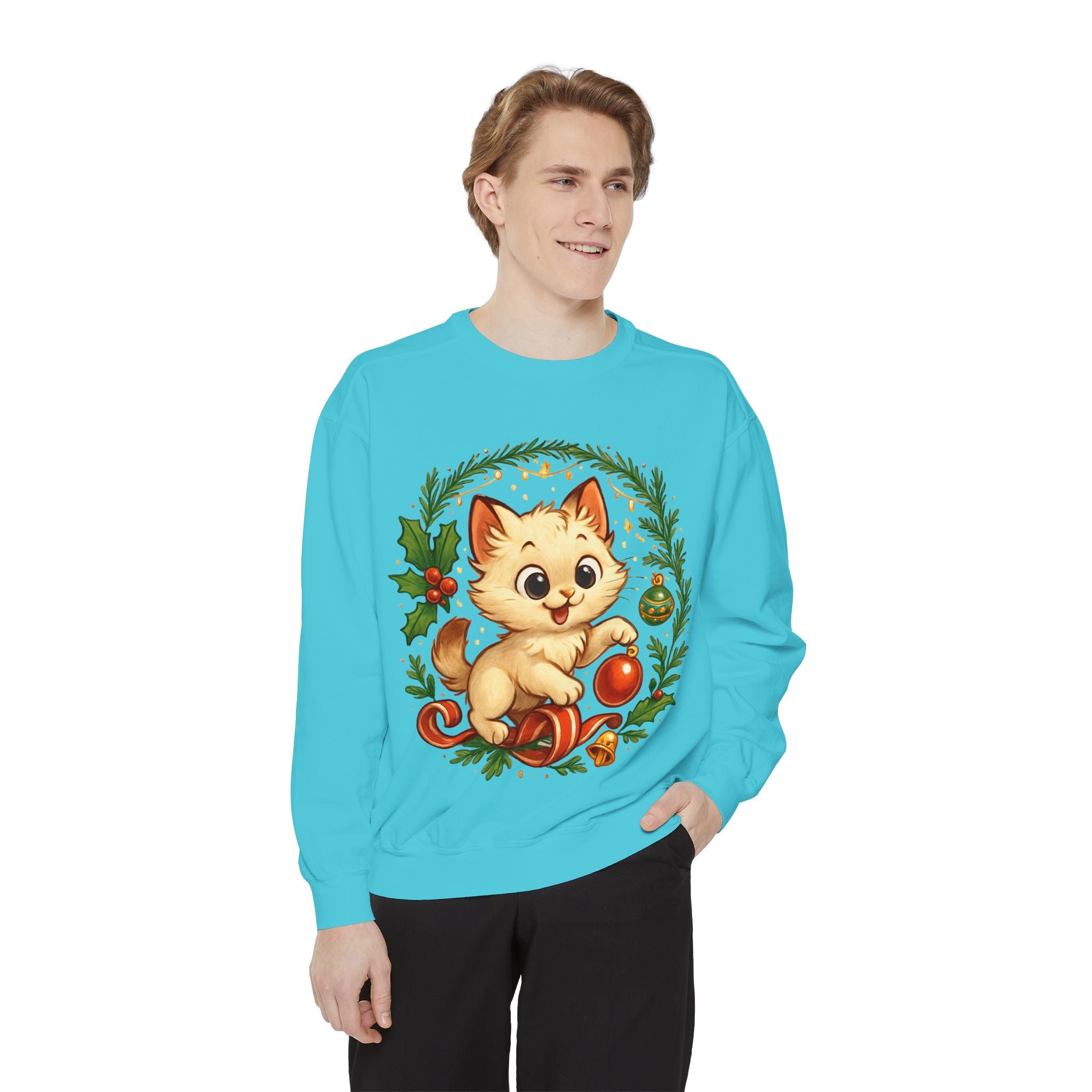 Adorable Cat, Christmas -Sweatshirt
