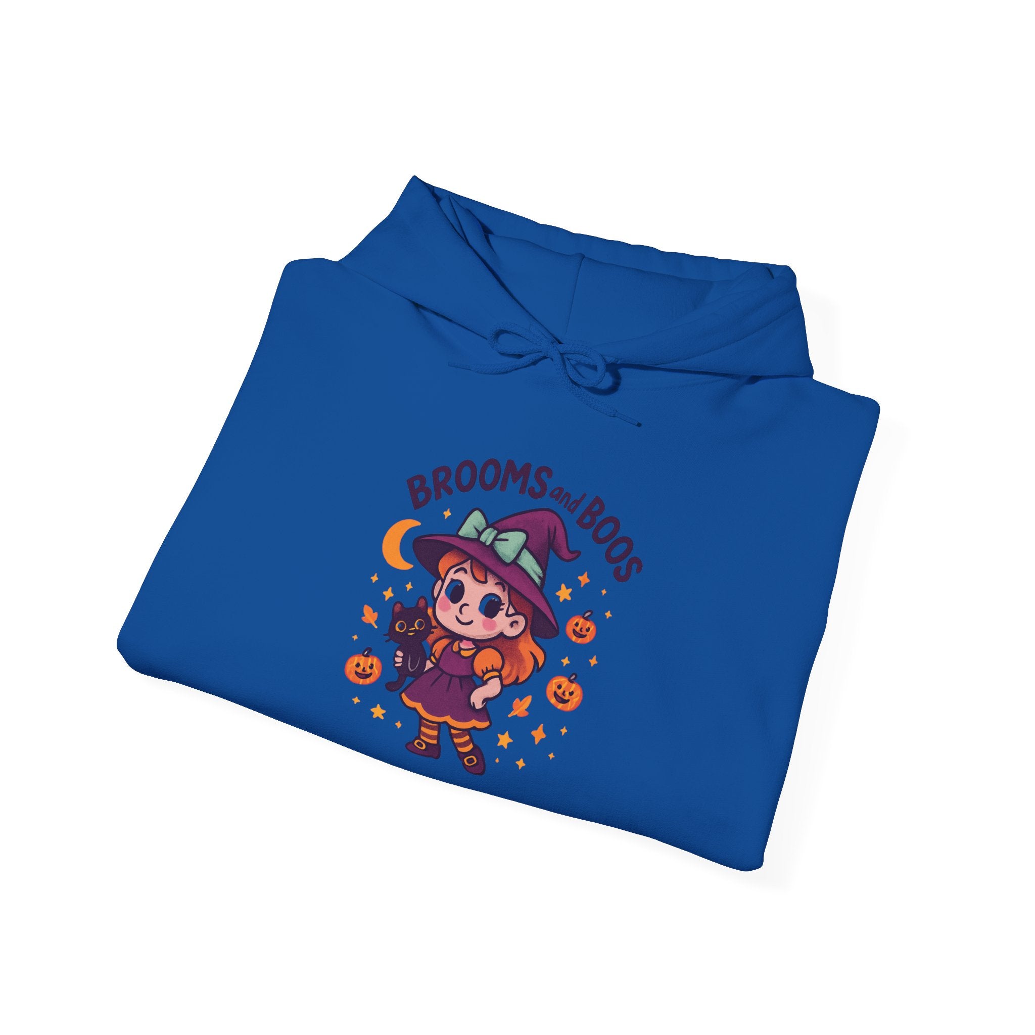 Hooded Sweatshirt Cute Halloween Witch with Cat